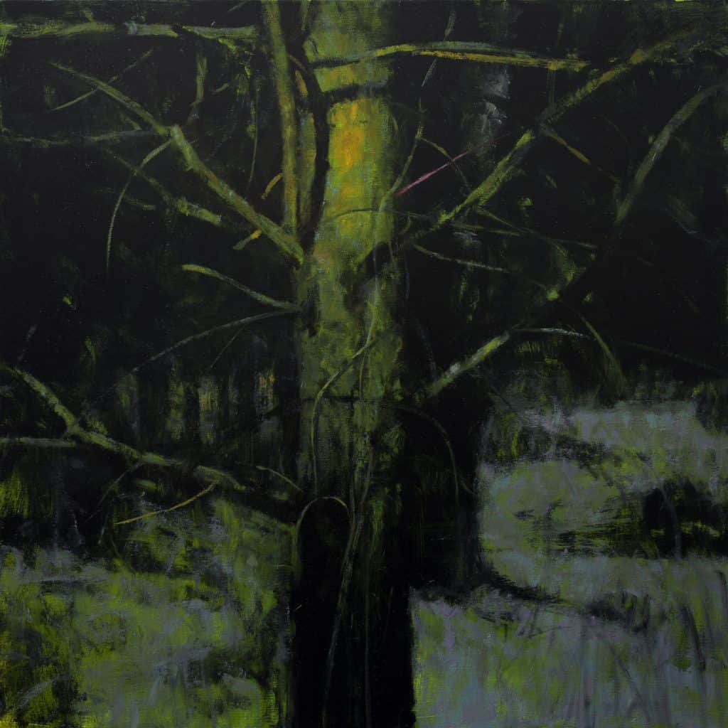 Nocturnal Oil Painting of trees, by artist Peter Fiore