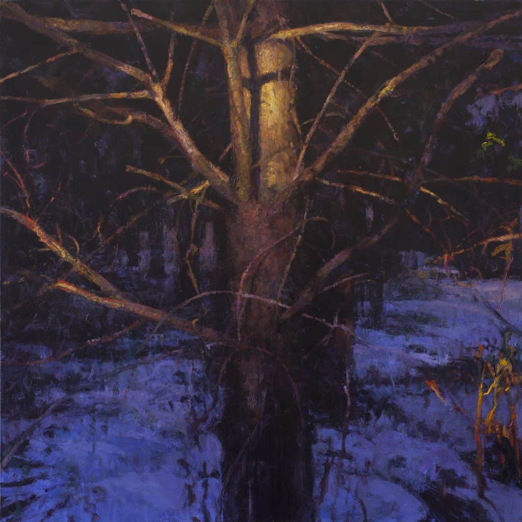 Nocturnal Oil Painting of trees, by artist Peter Fiore