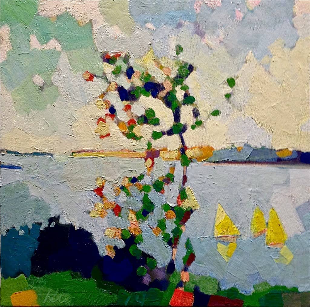 Late Afternoon at the Eastern Promenade, oil on canvas, 16 x 16