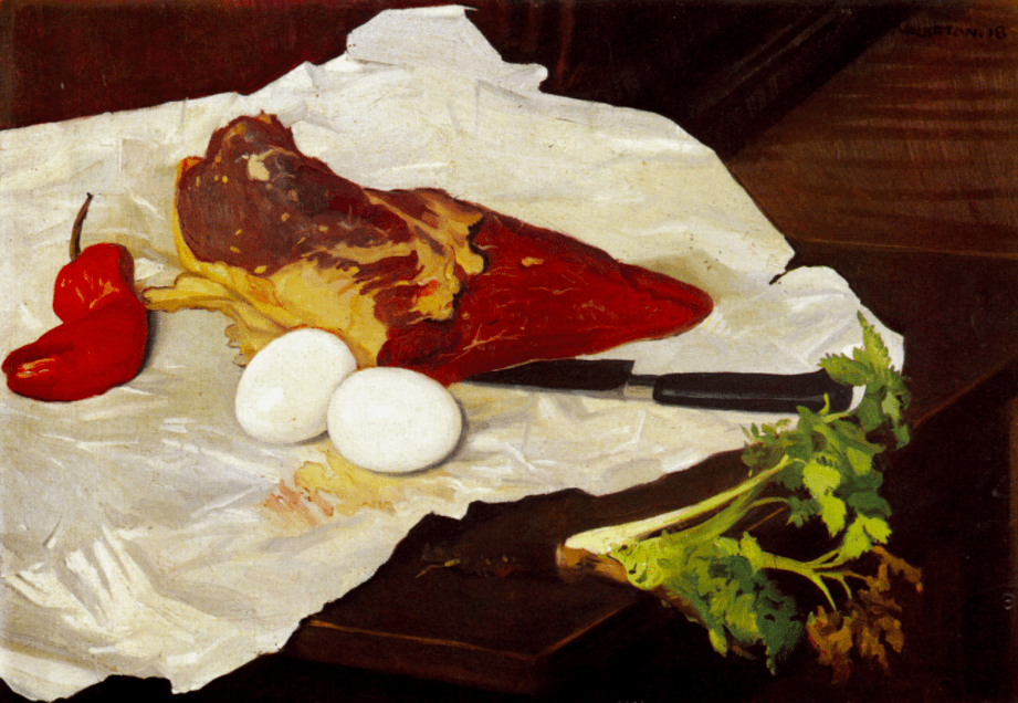 Meat and Eggs - example of oil painting idea